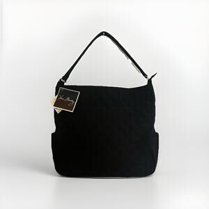 Vera Bradley Black Quilted Microfiber Slim Hobo Shoulder Bag NWT